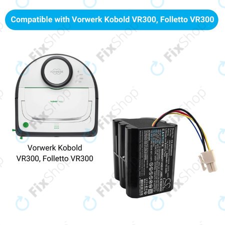 Vorwerk Kobold VR300, Folletto VR300 - Akku Batterie 32579, 4403, 4NCR/18650P2-C002A Li-Ion 14.4V 5800mAh HQ
