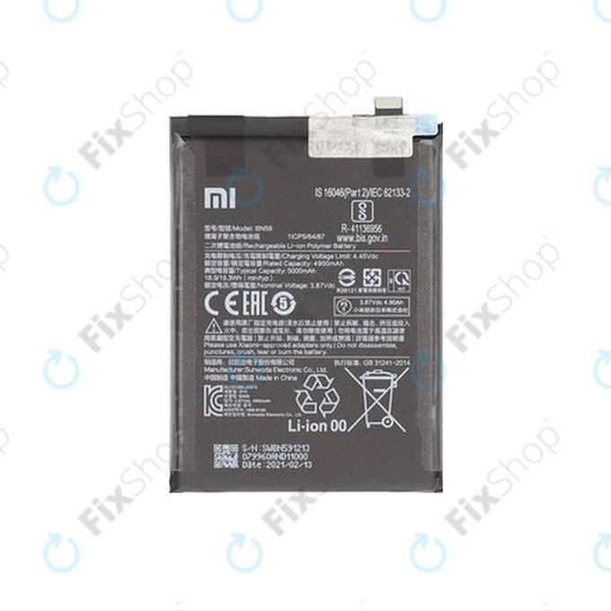 Xiaomi Redmi Note 10, Note 10S M2101K7BG M2101K7BI - Akku Batterie BN59 5000mAh - 46020000645Z Genuine Service Pack