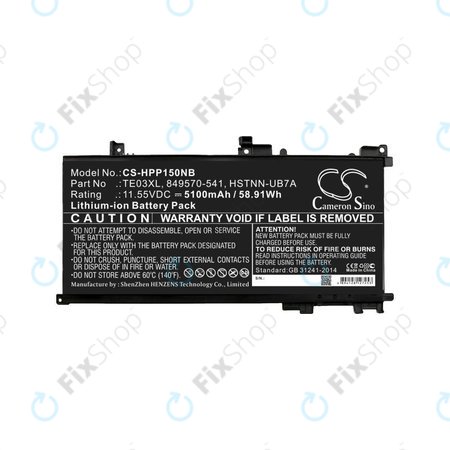 Batterie für HP Omen 15, Pavilion 15, WASD 15, 5100mAh, Li-Ion, 11.55V, TE03XL, HQ