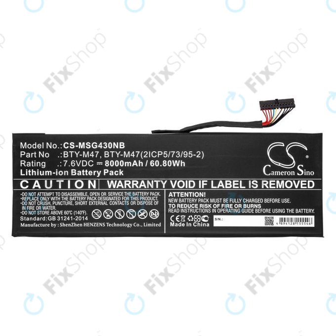 Akku batterie für MSI GS40, GS43, MS14, 8000mAh, Li-Ion, 7.6V, BTY-M47, HQ