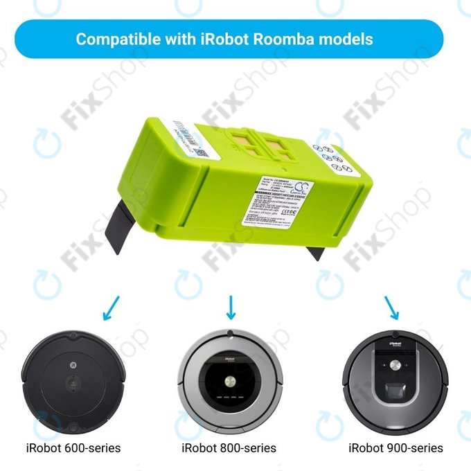 iRobot Roomba 600, 800, 900-series - Akku Batterie 4502233, 4374392, 2130LI Li-Ion 14.4V 4000mAh HQ