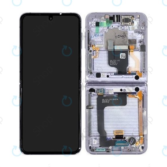 Samsung Galaxy Z Flip 4 F721B - LCD Display + Touchscreen Front Glas + Rahmen (Bora Purple) - GH82-29440B, GH82-30239B, GH82-29441B, GH82-30238B Genuine Service Pack