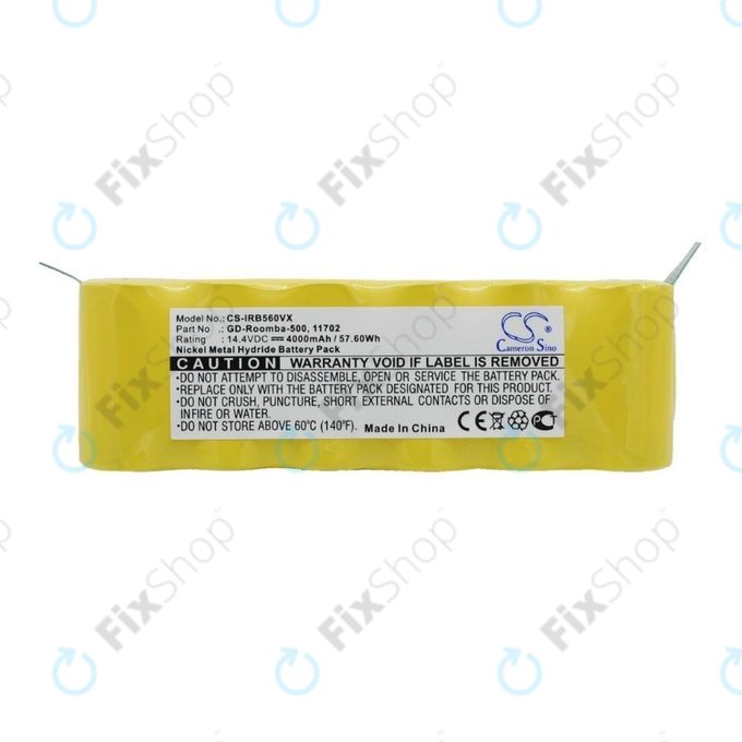 iRobot Roomba 500, 600, 700, 800, 900-series, R3, Scooba 450, Vileda 137173 - Akku Batterie 11702, GD-Roomba-500, VAC-500NMH-33 Ni-MH 14.4V 4000mAh HQ