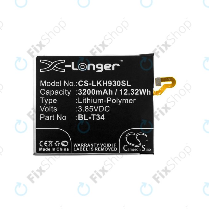 Batterie für LG H930, V30, V35, 3200mAh, Li-Pol, 3.85V, BL-T34, HQ