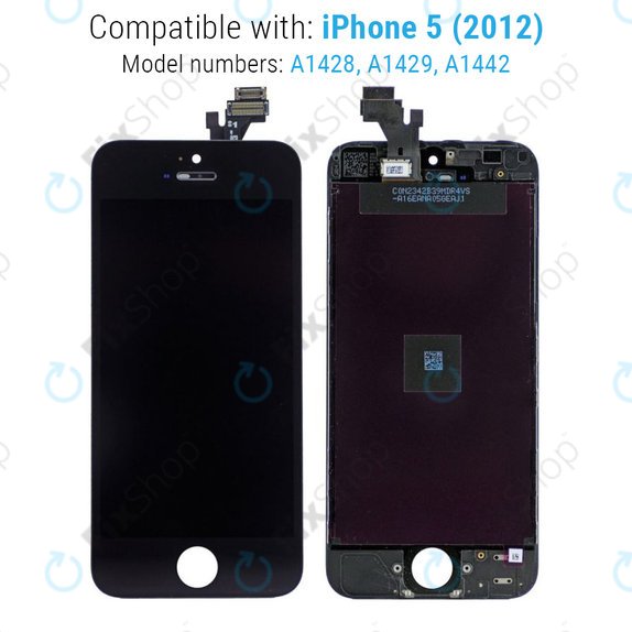 Apple iPhone 5 - LCD Display + Touchscreen Front Glas + Rahmen (Black) Original Refurbished
