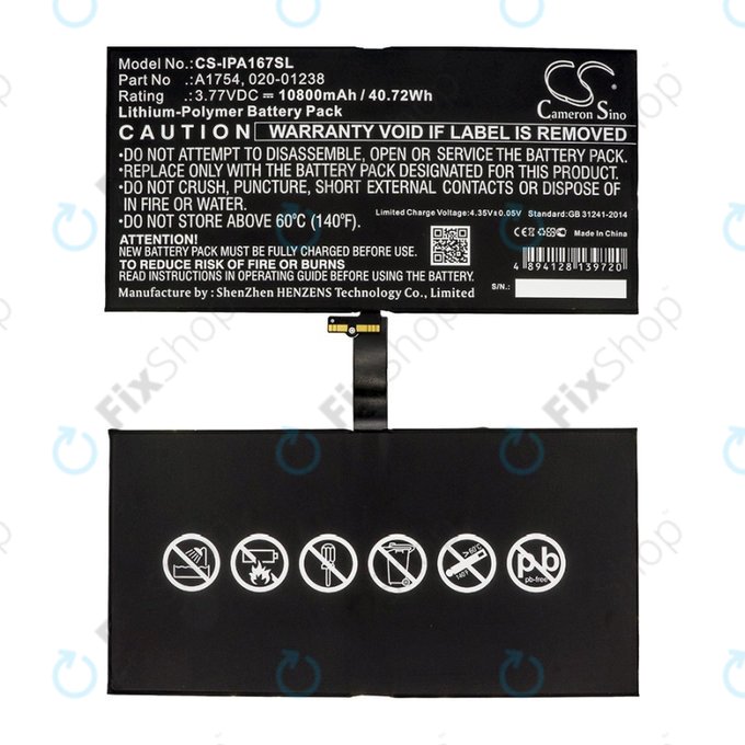 Apple iPad Pro 12.9 (2nd Gen 2017) - Akku Batterie A1754, 020-01238 10800mAH HQ