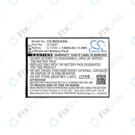 Batterie für Navon Mizu D455, 1460mAh, Li-Ion, 3.7V, G13001, HQ