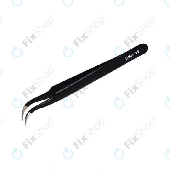 Vetus ESD-15 - Antistatische Metallpinzette mit gebogener Spitze (120 mm)