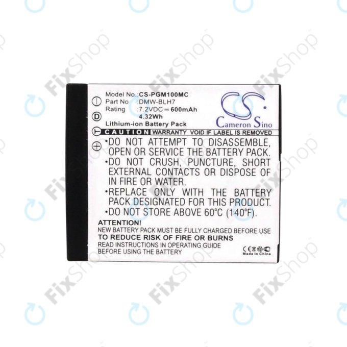 Batterie für Panasonic Lumix DMC, 600mAh, Li-Ion, 7.2V, DMW-BLH7, HQ