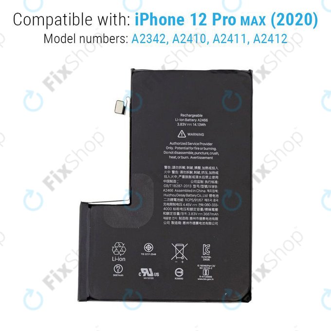 Apple iPhone 12 Pro Max - Akku Batterie A2466 3687mAh Service Pack