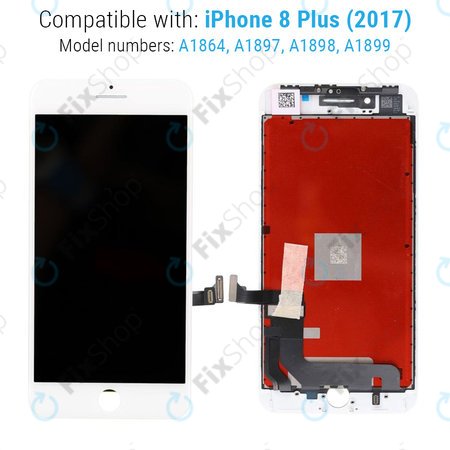 Apple iPhone 8 Plus - LCD Display + Touchscreen Front Glas + Rahmen (White) TFT