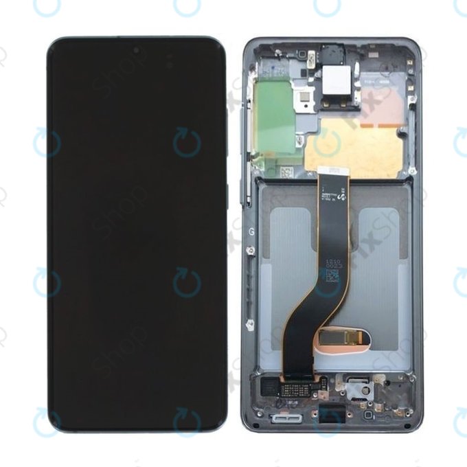 Samsung Galaxy S20 G980F - LCD Display + Touchscreen Front Glas + Rahmen (Cosmic Gray) - GH82-22131A, GH82-22123A, GH82-31433A, GH82-31432A Genuine Service Pack