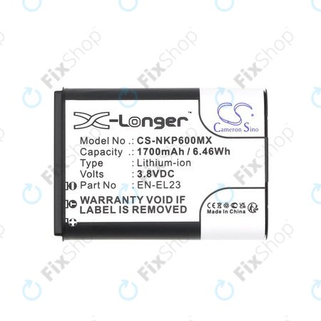 Akku batterie für Nikon Coolpix, 1700mAh, Li-Ion, 3.8V, EN-EL23, HQ