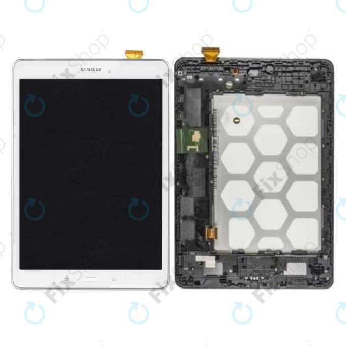 Samsung Galaxy Tab A 9.7 T555 - LCD Display + Touchscreen Front Glas + Rahmen (White) - GH97-17424C Genuine Service Pack