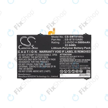Akku batterie für Samsung Galaxy Tab S2, 5800mAh, Li-Pol, 3.8V, EB-BT810ABE, HQ
