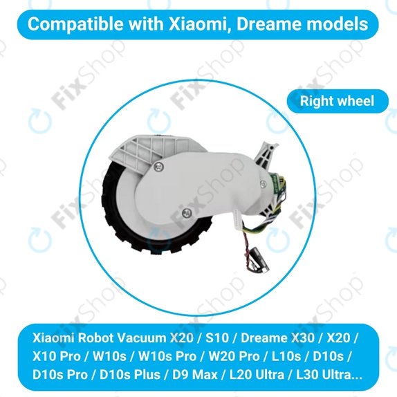Xiaomi Robot Vacuum X20, S10, Dreame X30, X20, X10 Pro - Rad mit Motor (Rechts) (Weiß)