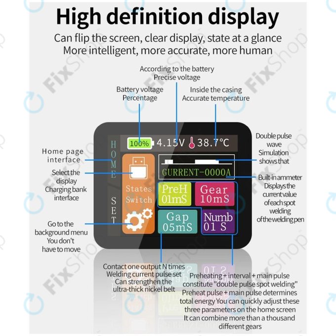 Docreate SW - Tragbare Einstellbare Punktschweißmaschine mit Display (5000mAh)