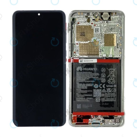 Huawei P60 Pro - LCD Display + Touchscreen Front Glas + Rahmen + Akku Batterie - 02355MUT Genuine Service Pack