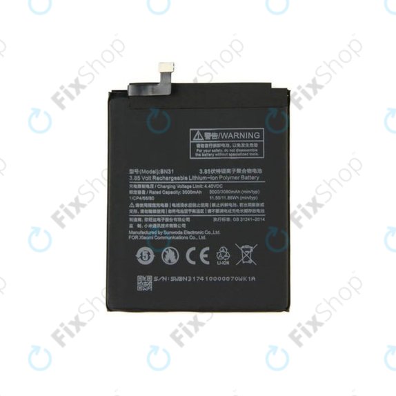 Xiaomi Redmi Note 5A, Mi A1(5x), Redmi S2 (Redmi Y2) - Akku Batterie BN31 3080mAh