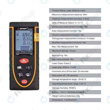 SNDWay SW-M60 - Hochpräzisions-Laserlineal (60m)