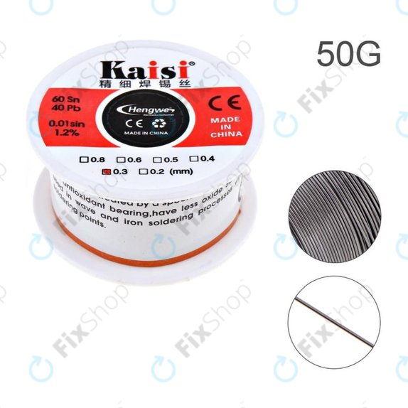 Kaisi - Lötdraht für Präzisionsschweißarbeiten Sn/Pb - 0,3mm (50g)