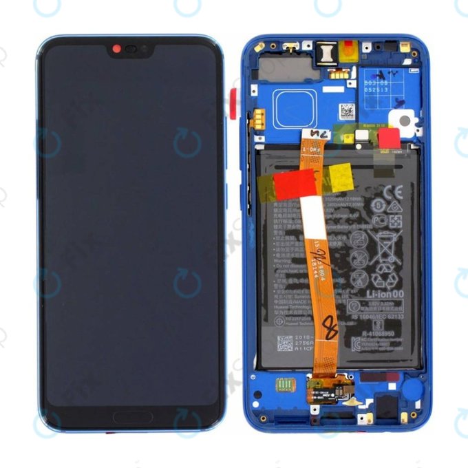 Huawei Honor 10 - LCD Display + Touchscreen Front Glas + Rahmen + Akku Batterie (Blue) - 02351XBP Genuine Service Pack