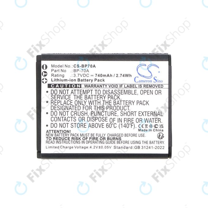 Akku batterie für Samsung ES, ST, 740mAh, Li-Ion, 3.7V, BP-70A, HQ