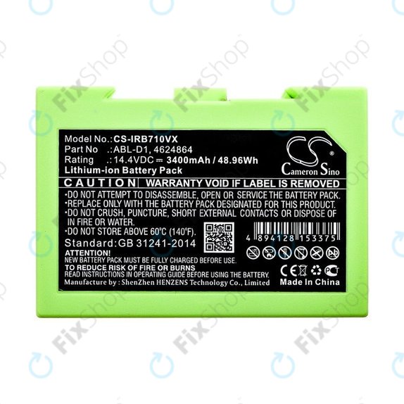 iRobot Roomba e-series, i-series - Akku Batterie ABL-D1, 4624864, ABL-D2 Li-Ion 14.4V 3400mAh HQ