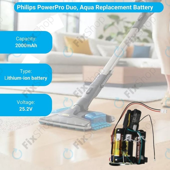 Philips PowerPro Aqua, Duo - Akku Batterie 300003446961, 69-2008-009-211, 69-2008-009-201 Li-Ion 25.2V 2000mAh HQ