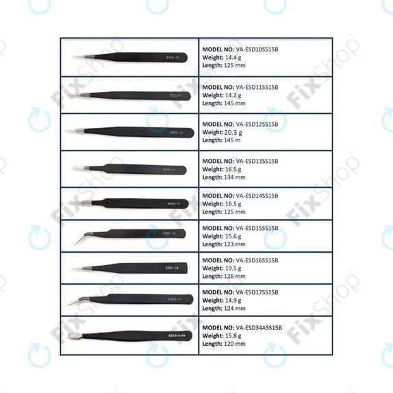 ESD Antistatik-Edelstahl-Pinzetten-Set 9in1
