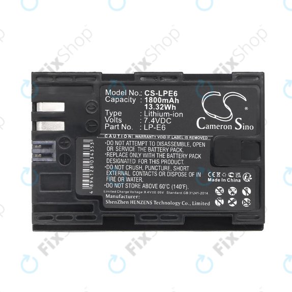 Akku batterie für Canon EOS 60D, 5D Mk II, 7D, 1800mAh, Li-Ion, 7.4V, LP-E6, HQ