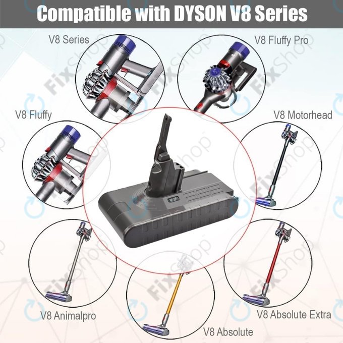 Dyson V8 - Akku Batterie 215681, PM8-US-HFB1497A Li-Ion 21.6V 4000mAh