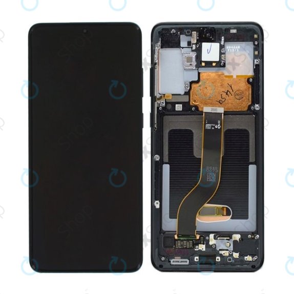 Samsung Galaxy S20 Plus G985F - LCD Display + Touchscreen Front Glas + Rahmen (Cosmic Black) - GH82-22134A, GH82-22145A, GH82-31441A Genuine Service Pack