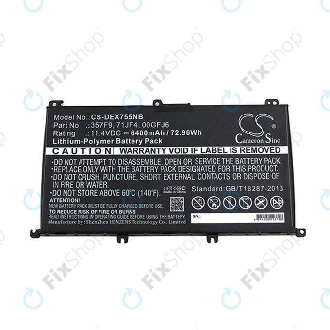 Akku batterie für Dell Inspirion 15, 6400mAh, Li-Pol, 11.4V, 357F9, HQ