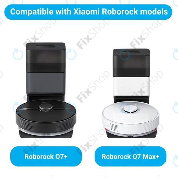 Ersatzteilset für Xiaomi Roborock Q7+, Q7 Max, Q7 Max+ (1x Hauptbürste, 2x Filter, 2x Seitenbürste – weiß, 2x Wischtuch, 2x Staubbeutel)