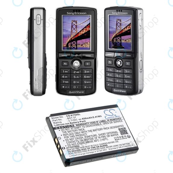 Akku batterie für Sony Ericsson, 650mAh, Li-Ion, 3.7V, BST-37, HQ