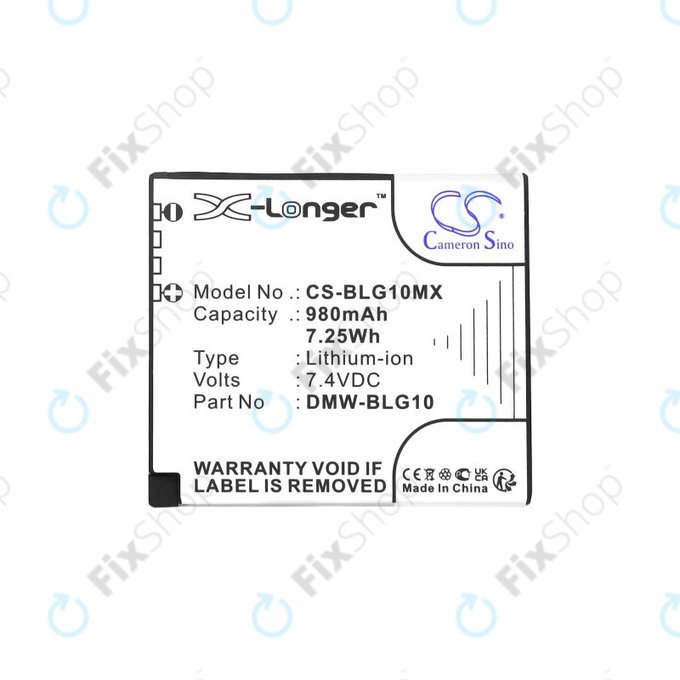 Akku batterie für Leica D-Lux Type 109, Panasonic Lumix DMC-GF3, GX7, LX100, 980mAh, Li-Ion, 7.4V, DMW-BLG10, HQ