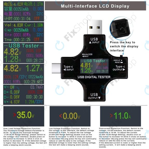Eversame 2in1 - USB-Tester und Multimeter (USB-C und USB 3.0)