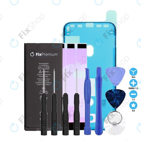Apple iPhone 11 - Akku Batterie 3110mAh FixPremium + Akku Batterie Klebestreifen Sticker + LCD Klebestreifen Sticker + Werkzeugsatz - Multipack