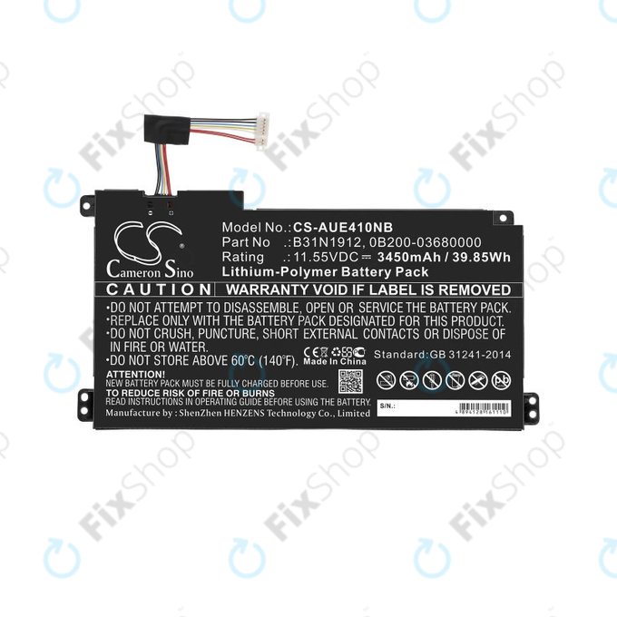 Batterie für Asus VivoBook 14 E410ma, F414ma, L410ma, 3450mAh, Li-Pol, 11.55V, B31N1912, HQ