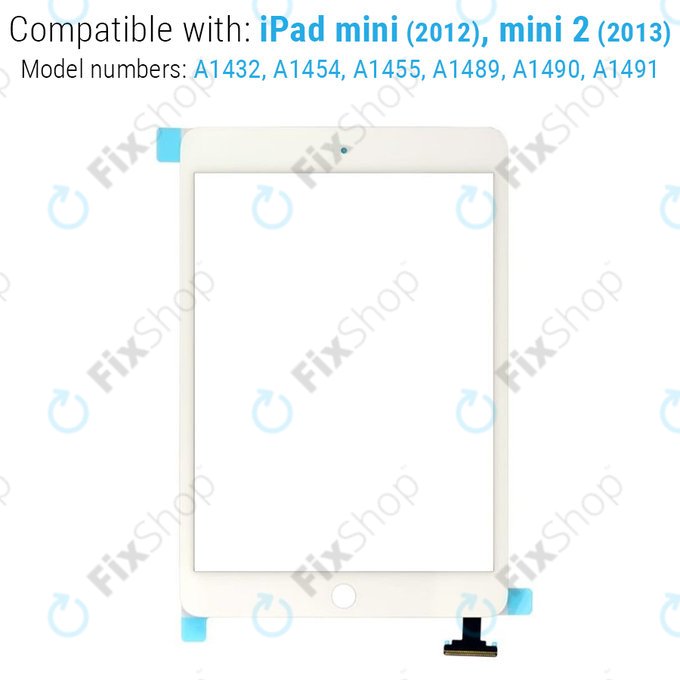 Apple iPad Mini, Mini 2 - Touchscreen Front Glas + IC Anschluss (White)