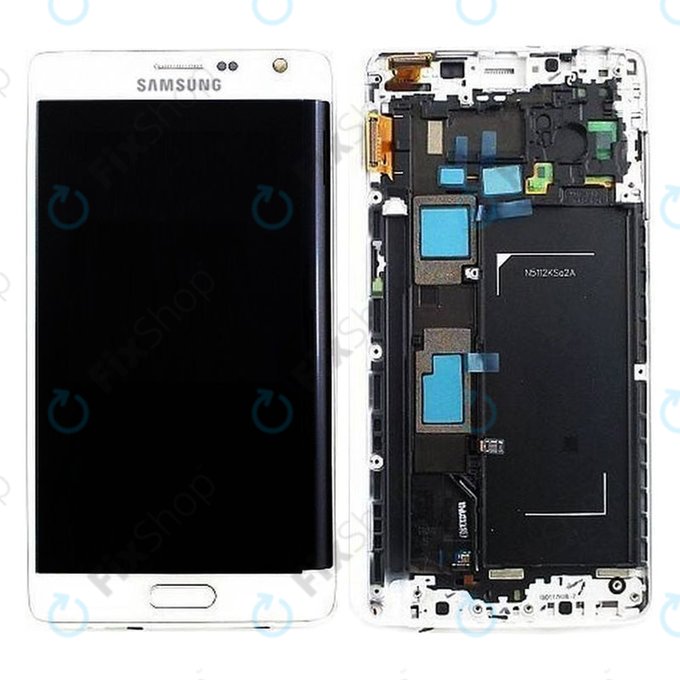 Samsung Galaxy Note Edge N915FY - LCD Display + Touchscreen Front Glas + Rahmen (White) - GH97-16636B Genuine Service Pack