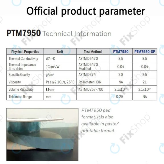 Wärmeleitpad Honeywell PTM7950, 8.5 W/mK, 80 × 160 × 0.2mm