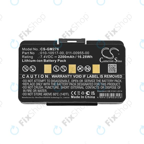 Batterie für Garmin GPSMAP 276, 296, 376, 378, 478, 495, 2200mAh, Li-Ion, 7.4V, 010-10517-00, HQ