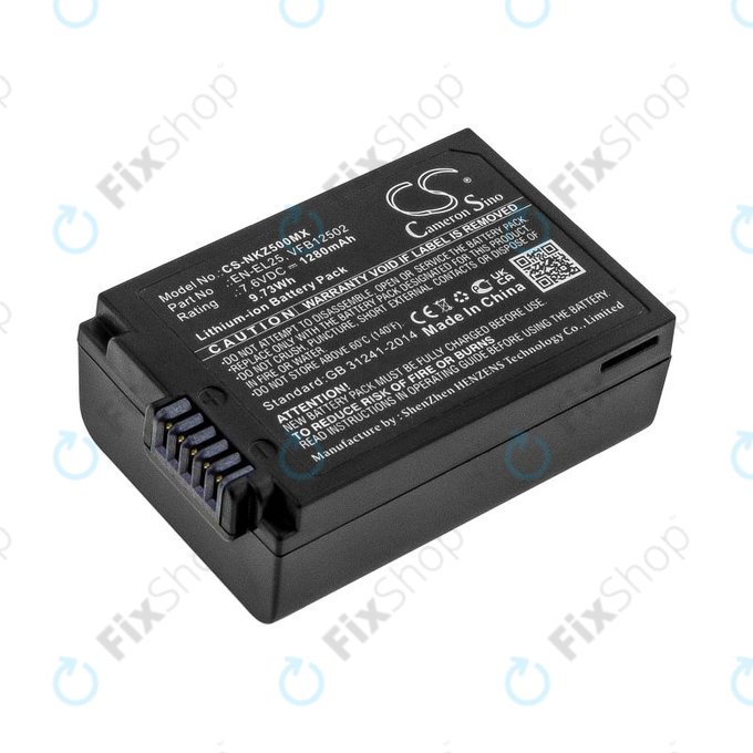 Akku batterie für Nikon Z50, Z50 ZFC, Z30, Z FC, 1280mAh, Li-Ion, 7.6V, EN-EL25, HQ