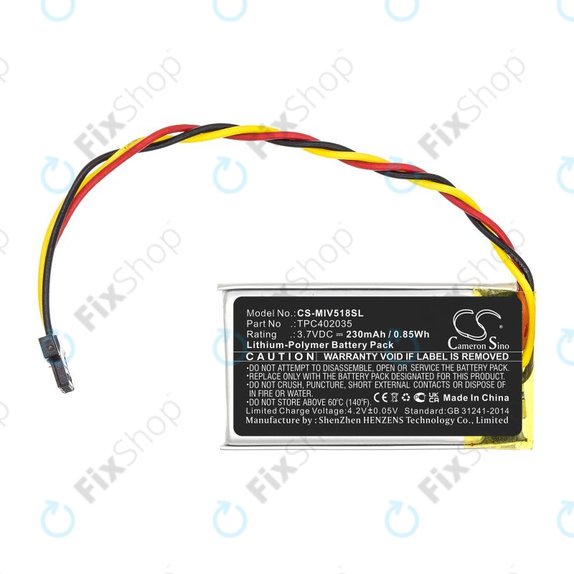 Akku batterie für Mio MiVue 508, 518, 528, 538, 608, 618, 792, 230mAh, Li-Pol, 3.7V, TPC402035, HQ