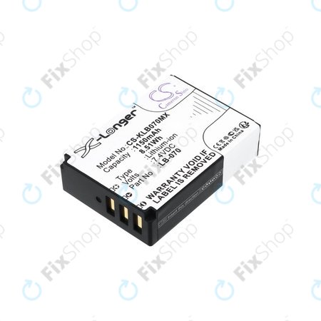 Batterie für Kodak PIXPRO S1, AZ651, AZ652, AZ901, 1150mAh, Li-Ion, 7.4V, LB-070, HQ