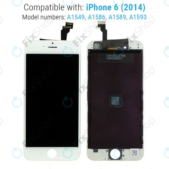 Display für iPhone 6, White, Touchscreen-Glas mit Rahmen