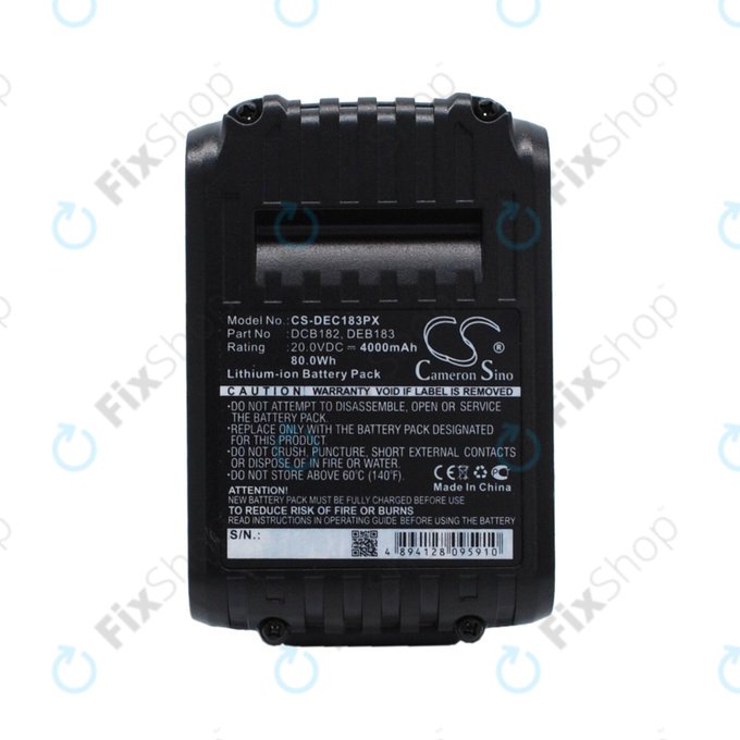 DeWalt DC-series, Klein Tools ACSR, D3, EHS, MCM-series - Akku Batterie DCB182, DCB183, BAT207T44H, BAT20GD1 4000mAh HQ