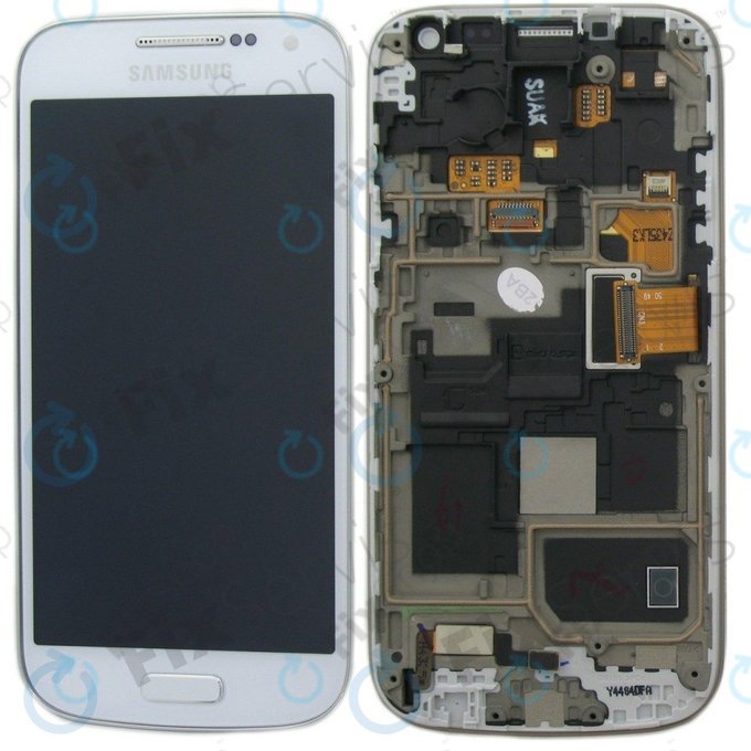 Samsung Galaxy S4 Mini i9195 - LCD Display + Touchscreen Front Glas + Rahmen (White Frost) - GH97-14766B Genuine Service Pack